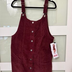 Maroon Corduroy Overall Dress